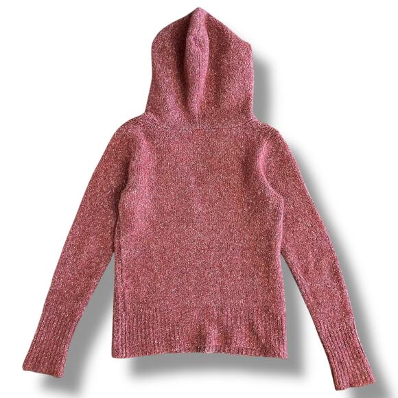 Maurices Y2K Marled Knit Hoodie Sweater Pink Pullover w/ Buttons Large - Picture 5 of 6